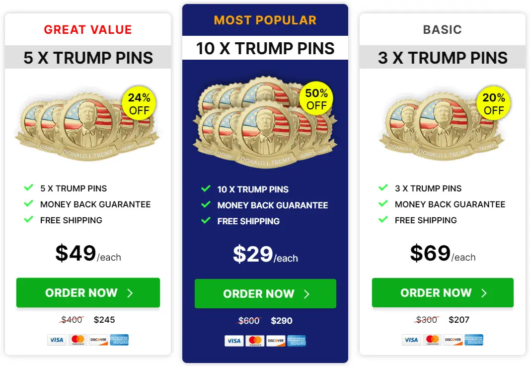 Trump Lapel Pin Price